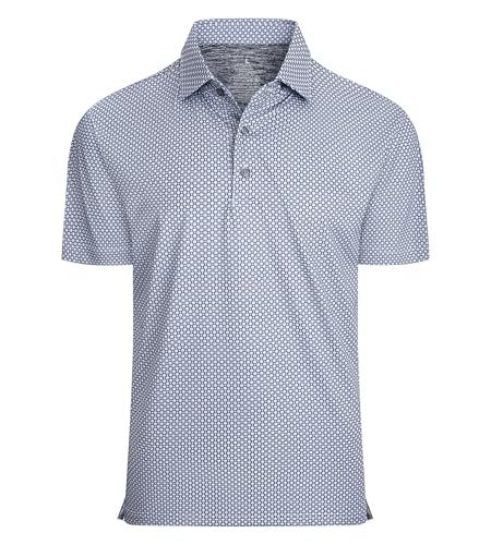 Alex Vando Mens Golf Shirt Moisture Wicking Classic Print Golf Shirts for Men