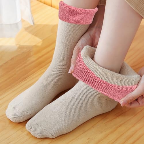 Image of VoJoPi Winter Thermal Socks for Women - 5 Pairs Thick Warm Ladies Cozy Wool Crew Boot Socks, US 5-10