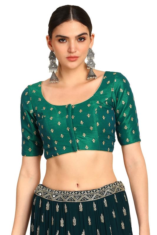 soch Womens Zari Embroidered Art Silk Half Sleeve Padded Blouse with Sequins-picture-53