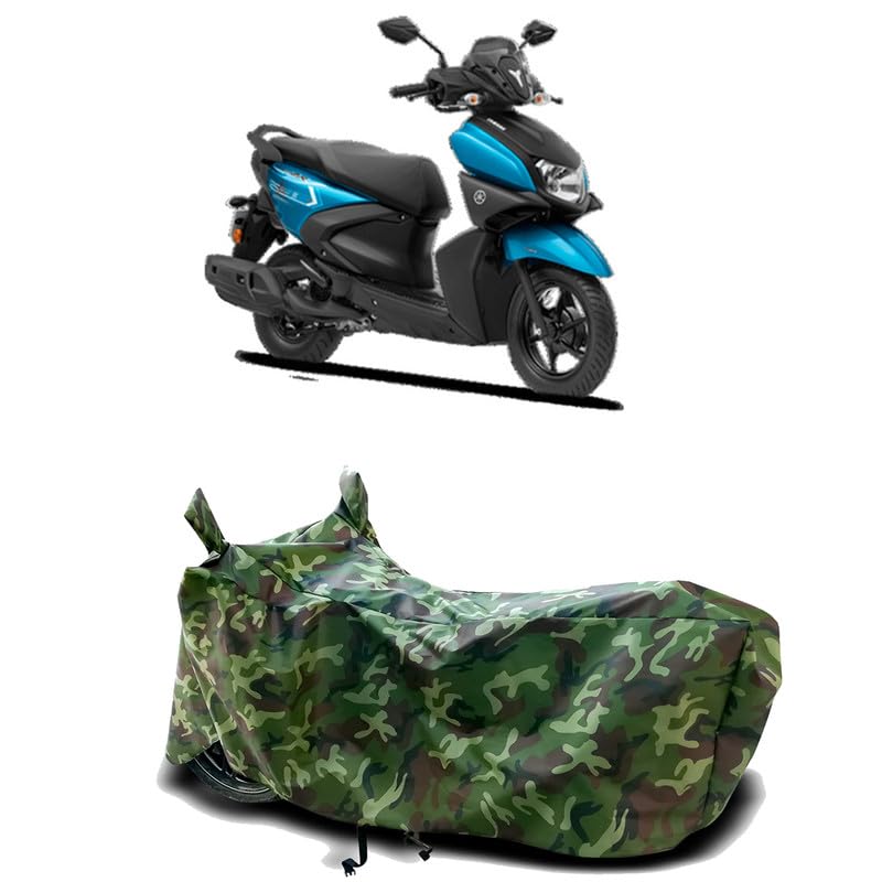 Image of DUFFEL-100% Heat Protection Two Wheeler Bike /Scooty Body Cover for Yamaha Ray-ZR 125FI Water Resistance /UV-Rays /Birds Dropping /Scratchproof /Dust Proof /Waterproof[Green Jungle Print]