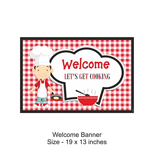 Image of PRETTY UR PARTY Little Chef PARTY Decorations Kit,80 Pcs Includes Banner,Balloons,Thank You,Centerpiece,Danglers,Birthday PARTY Supplies,Little Chef Birthday PARTY Decor,Birthday Banner For Boys Kids