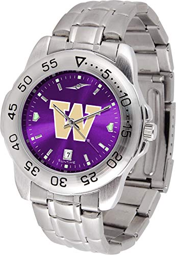 Image of SunTime Men's NCAA Team Sport Watch, 20mm Stainless Steel Strap, Reflective Shiny Dial with Date