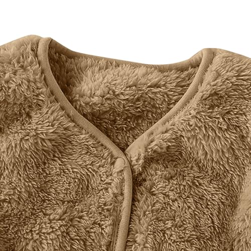 Kids Fuzzy Vest Snap Buttons Fleece-Lined Sleeveless Tank Top with Pockets Boys Girls Soft Warm Loose Jacket Coats2