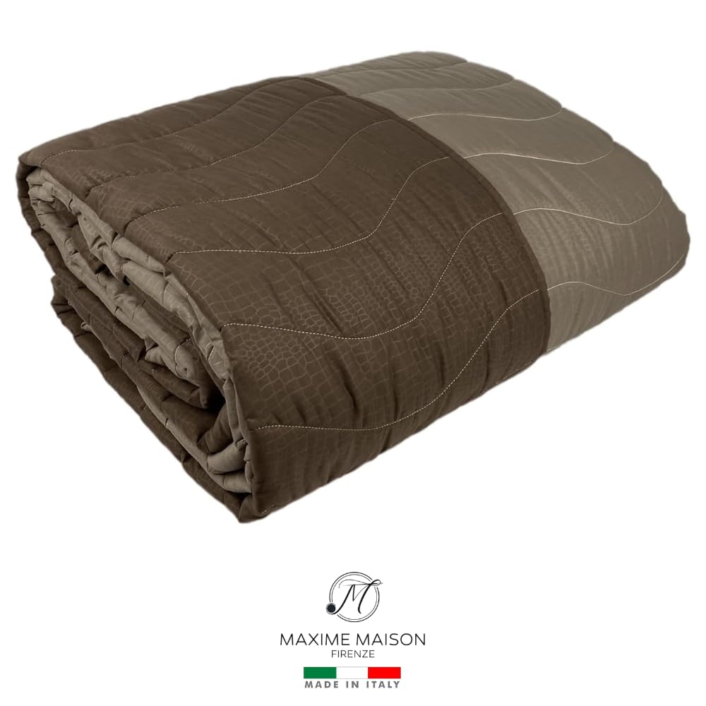 MAXIME MAISON - Dessus de Lit 2 Personnes 240x260 (100 GR/mq) Couvre Lit 2 Personnes 240x260, Couverture Lit, Dessus de Lits et Couvre-Lits, Jeté de Lit Double Face (Marron/Moka)