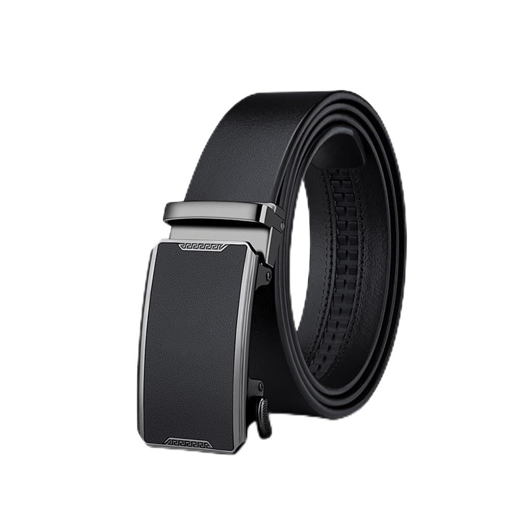 JSEIAJB Mens Leather Belt With Automatic Buckle Cowhide Belt Business Belt 120cm