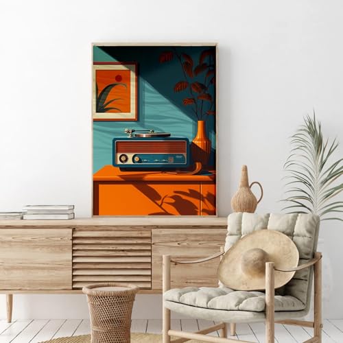 Image of cupmod 6 Packs Vintage Music Paint by Numbers Kit for Adults,Retro Funny Adults Paint by Number Kits on Canvas Without Frame,Easy Acrylic Oil Painting by Numbers Kit for Home Wall Decor 9.8x13.8inch