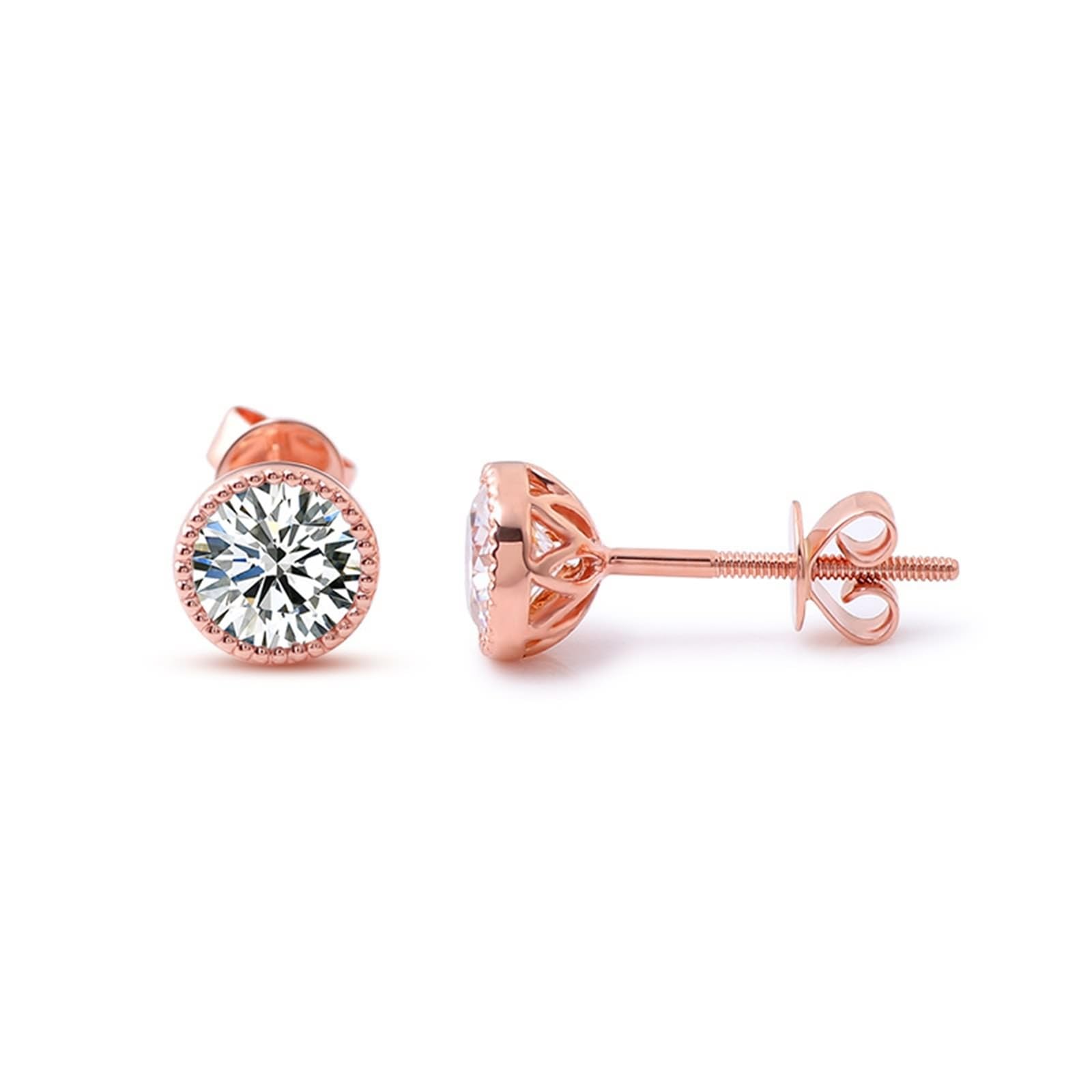 KnSam Pendientes de oro rosa de 9 K/14 K, joyas auténticas, pendientes clásicos de 1/2/3 ct moissanita, pendientes para niña Au375/585, oro rosa
