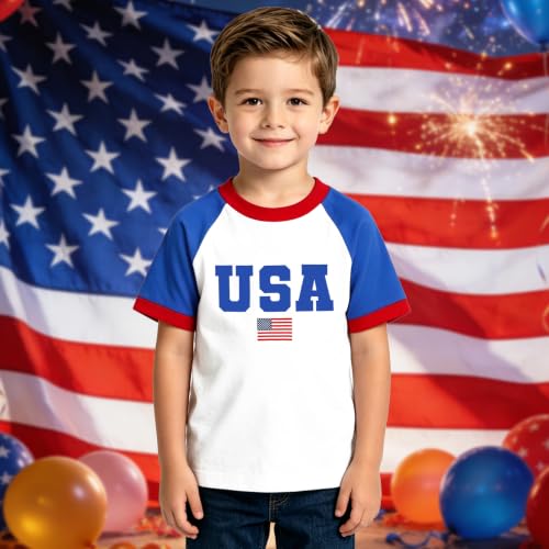 Image of 4th of July Shirts Toddler Boys Girls American Flag USA T-Shirt Kids Patriotic Tee Tops