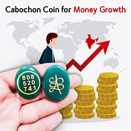 Image of Pre-Energized Natural Green Jade Zibu Coin to Attract Money Cash flow and Wealth Certified. Angle Number & Zibu Symbol of Abundance Cabochon Oval Shape Feng Shui Money Coin Both Side 5 Pcs