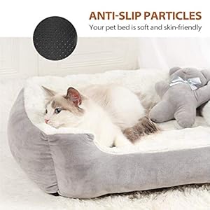 PETCUTE Cuccia per Cane da Interno, Lettino Lavabile Ortopedico per Cani e Gatti, Divano Letto Morbido in Peluche (Grigio, 56 x 46 x 17 cm)
 - immagine 3