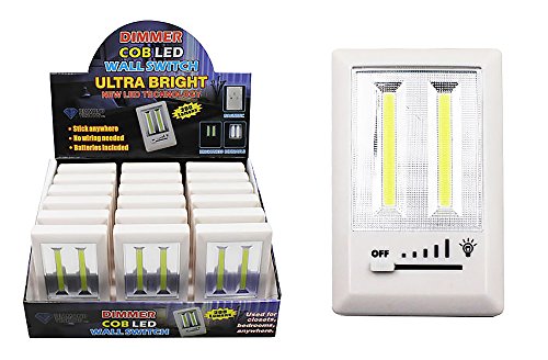 Diamond Visions 08-1822 COB LED White Case Dimmable Portable Light Switch (1 Dimmable Light Switch)