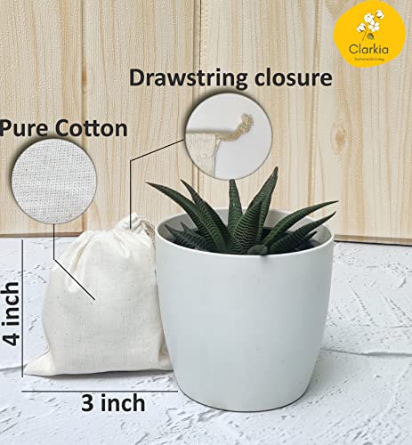 Image of Clarkia 50 Pcs Drawstrings Cotton Bags Muslin Cloth Storage Reusable Pouches for Jewelry Tea Spices Herbs Fruits DIY Wedding Party Gift Bags Craft (3 inch x 4 inch)