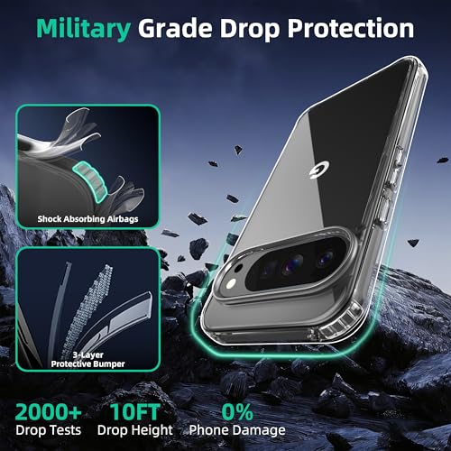 Image of ONES for Google Pixel 10 Pro / 10 Slim Case Clear, PC + TPU Hybrid, Military-Grade Drop Gurad, Anti-Yellowing, Anti-Slip, Shockproof Silicone Hard Cover, Scratch Resistant, Transparent Case
