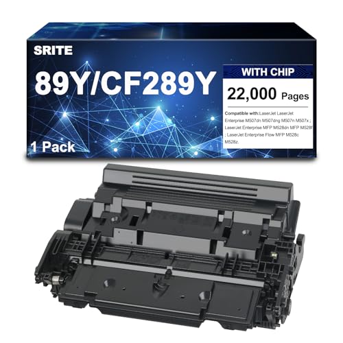 SRITE 89Y CF289Y Black Toner Cartridge Extra High-Yield with Chip Replacement for HP 89X CF289X CF289YC for LaserJet Enterprise Flow MFP M528c M528z M507dn M507dng M507n M507x M528dn M528f Printer