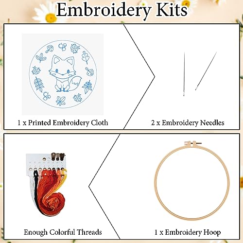 Image of Louise Maelys Fox Embroidery Kit for Beginner, Animal Cross Stitch Kit | DIY Full Range Easy Needlepoint With Stamped Animal Pattern, Hoop, Threads, Needles And Instructions For Adults DIY Craft
