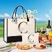 AYGE Personalized Initial Canvas Beach Tote, Monogrammed Gifts for Women, Makeup Bag, Birthday Gifts for Sister, Mom, Teacher, Bridesmaid (C)