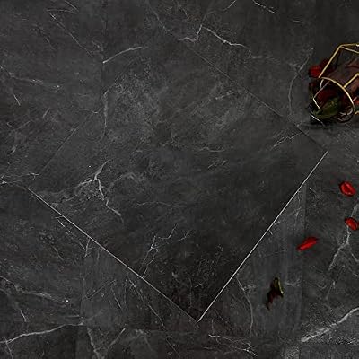 NUFLR Peel and Stick Floor Tile Waterproof, Black Marble Vinyl Flooring, Peel and Stick Flooring Durable for Update Bathroom Kitchen Basement Toilet?11.8x11.8In, 10 PCS?