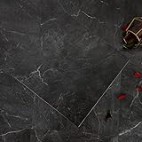 Peel and Stick Floor Tile, Black Grey Marble Vinyl Flooring, Durable and Waterproof for Update Bathr