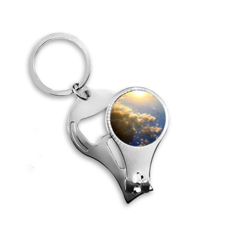 Décapsuleur anneau porte-clé soleil ciel nuages pour accessoire de poche