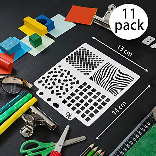 CODIRATO 11Pcs Pochoir Peinture pour La Carte, Pochoir Bullet Journal, Pochoir Lettre de Dessin Réutilisable Plastique DIY modèle de dessin pour Scrapbooking Carte d'anniversaire et d'artisanat - Image 3