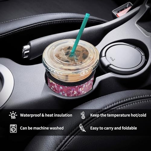 Image of 3 Pack Reusable Neoprene Insulator Sleeve for Iced Coffee Cups, Funny Coffee Cup Sleeves for 16-32oz Coffee cups, Cute Drink Sleeve for Cold Hot Beverages Cute Pink Shine