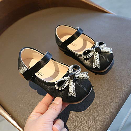 Toddler Little Girl Shoes Mary Jane Flat Shoes Bowknot Ballet 𝙵lats Shoes for Party School Wedding (Black, 5-6Years Little Kid)3