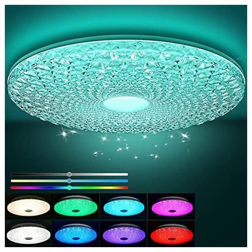 Lámpara de Techo LED RGB de 30 W, 3000 LM, 3000-6000K, Plafón LED Techo Regulable con Mando a Distancia, Lámpara de Techo Redonda de Cristal para Cocina, Dormitorio, Balcón, Pasillo, Comedor