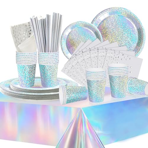 Vaisselle de fête anniversaire enfant avec points d'argent set