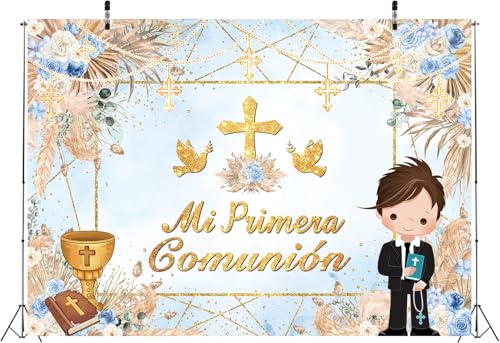 Fondo para Primera Comunión Bautizo Azul 82x59 pulg miniatura 6