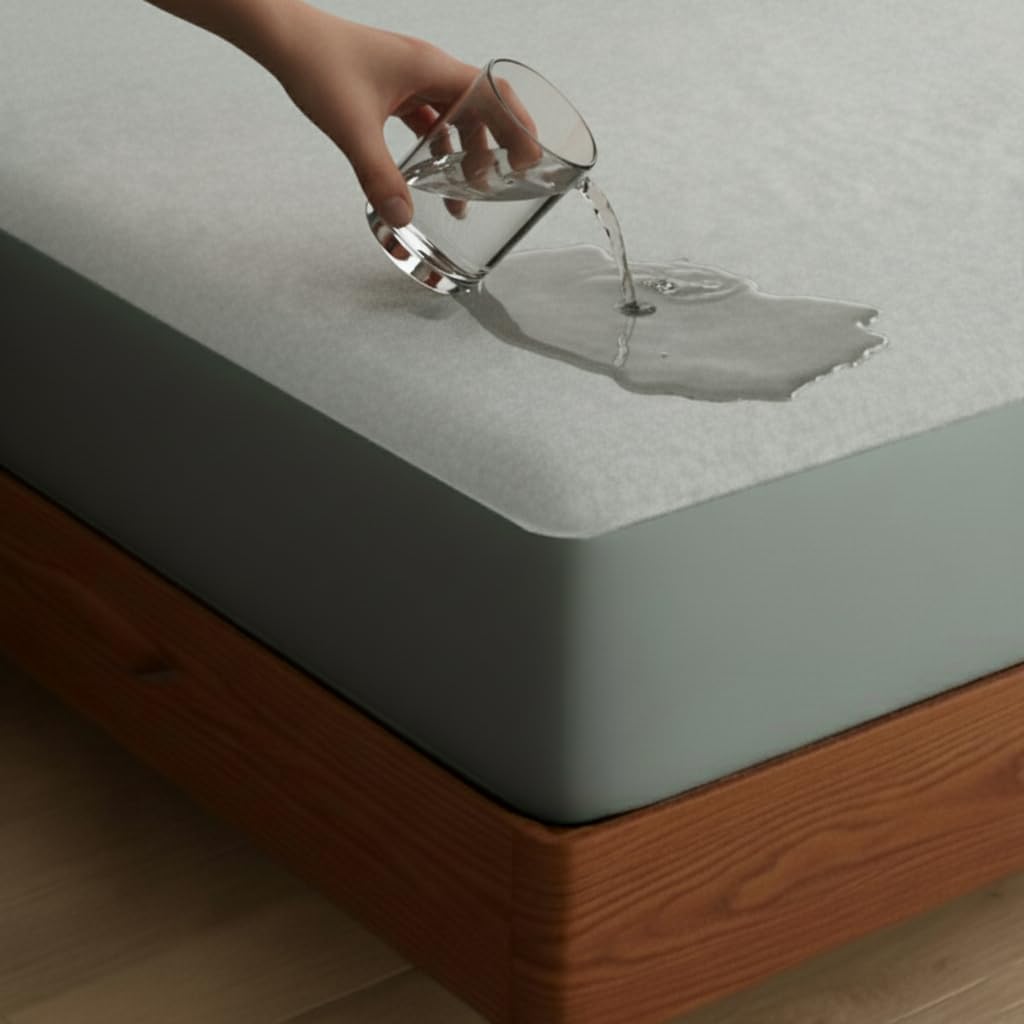 Livspace 100% Waterproof Cotton Feel Ultra Soft Mattress Protector Queen Size | 78" x 60" | Mattress Cover, Bed Protector, Breathable & Hypoallergenic, Fits Upto 10" - Bello Cosy Canopy (Grey)-image-9