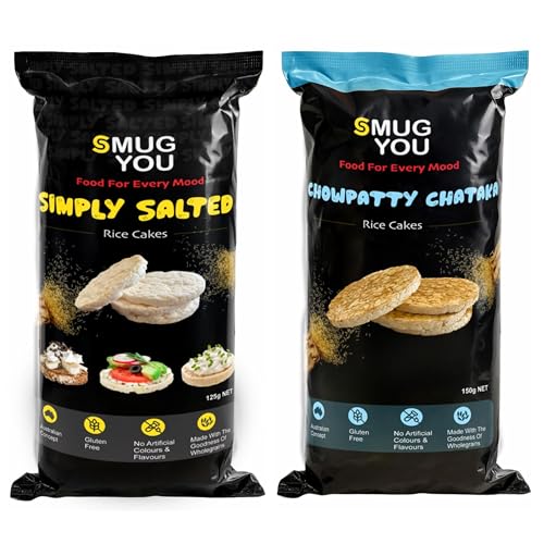 Smug You Rice Cakes Combo of Simply Salted & Chowpatty Chataka, 150g (Pack of 2) | Premium Organic Healthy Crunchy Snack | Low Calorie & High Fiber | Guilt-Free Snack for Weight Management-image-35