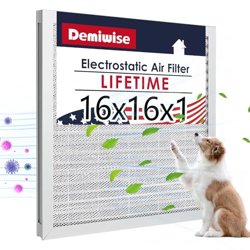 Image of 16x16x1 (Actual Size:15.47x15.47x0.82 Air Filter, Washable & Reusable Aluminum AC /HVAC Furnace Electrostatic Filter, Lifetime Permanent Air Filter, Easy to Clean, Healthier Home /Office)