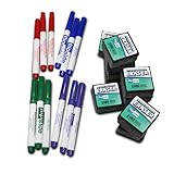 Flipside Products 12 Student Erasers, 12 Colored Dry Erase Markers, Class Pack, Classroom, Small Erasers for Whiteboard and Chalkboard, 24 Total Pack