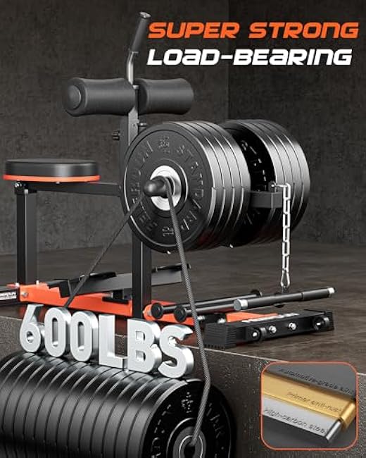 FEIERDUN Adjustable Seated Calf Raise Machine with Band Pegs and Bicep Curl Handle for Leg Training and Exercise - Home Gym Equipment