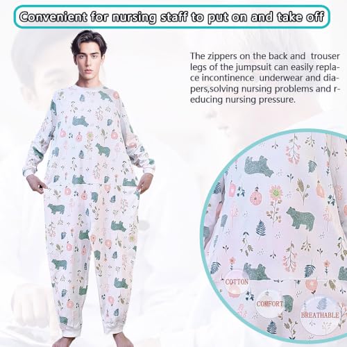 Image of Unisex Anti-Strip Jumpsuit with Back and Leg Zipper,Suitable for,Seniors,Alzheimer's,Incontinence Care,Dementia