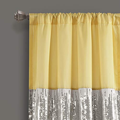 Lush Decor Night Sky Window Curtain Panel For Living, Bedroom, Dining Room (Single Curtain), 42"W X 84"L, Yellow & Gray #TOP2