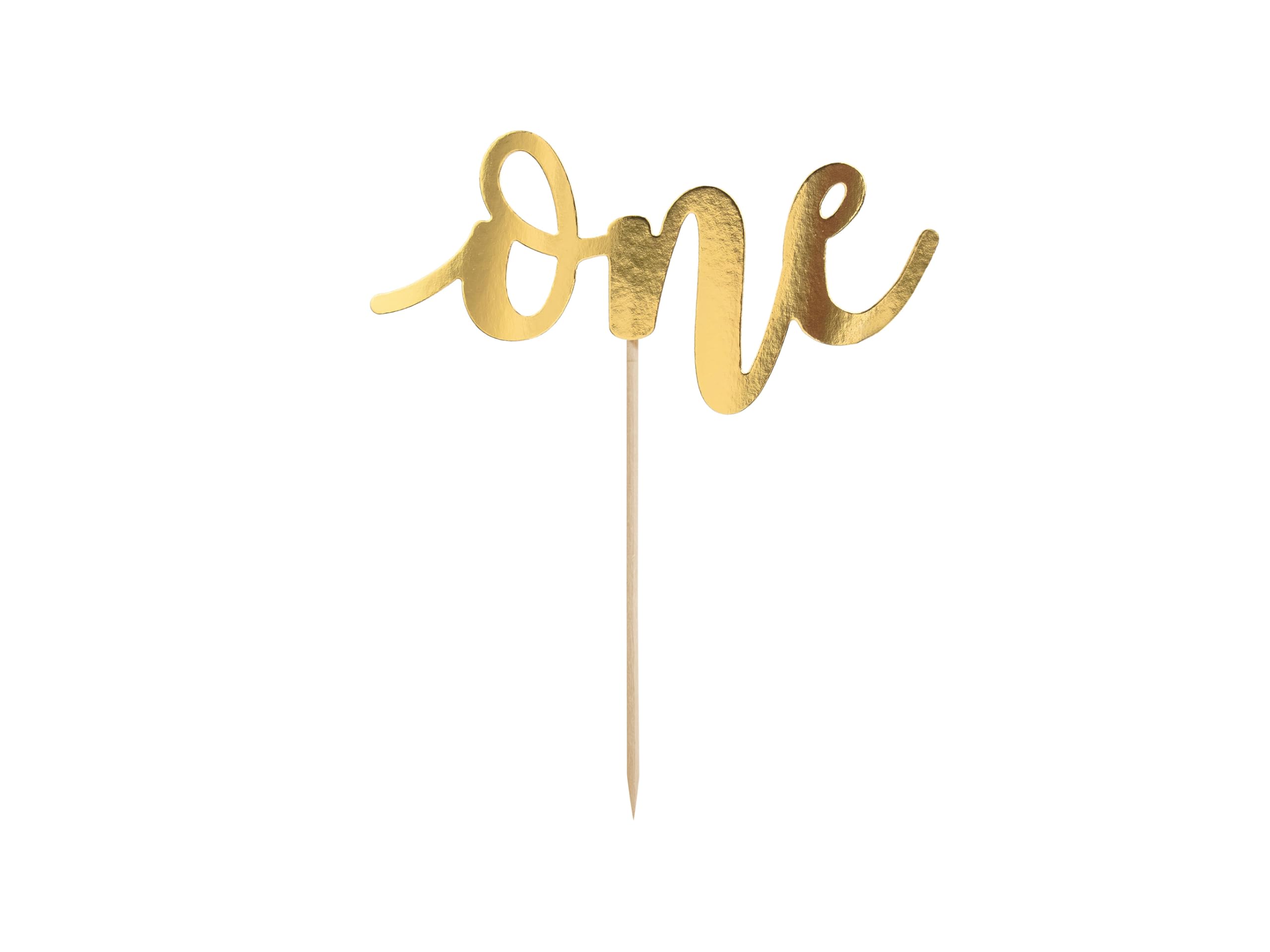 PartyDeco 1st Birthday Cake Topper - 'One' in Gold, 19cm x 13cm, 1 Count, Metallic Gold-Coloured — image 1