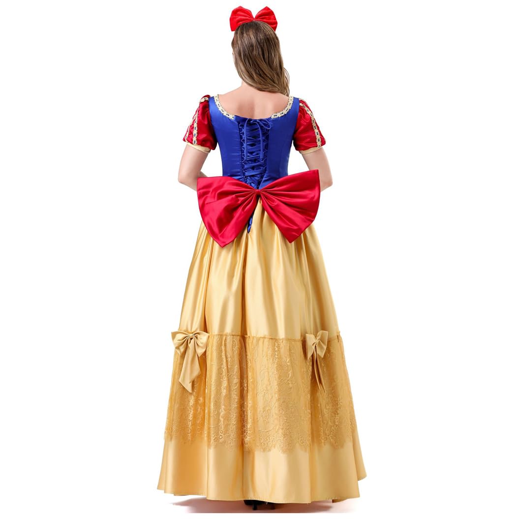 Kostium Królewny Śnieżki dla dorosłych kobiet strój księżniczki z bajki idealny na cosplay karnawał i Halloween