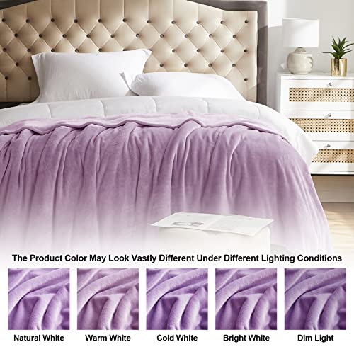 KMUSET Fleece Blanket Throw Size Lilac Lightweight Super Soft Cozy Luxury Bed Blanket Microfiber