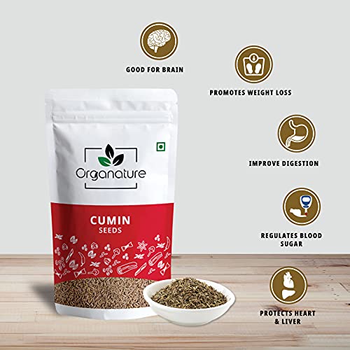 Image of Organature Organic Fresh Cumin Seeds Jeera | Whole Cumin Seeds | Whole Indian Spice | Safaid jeera (400 Grams)