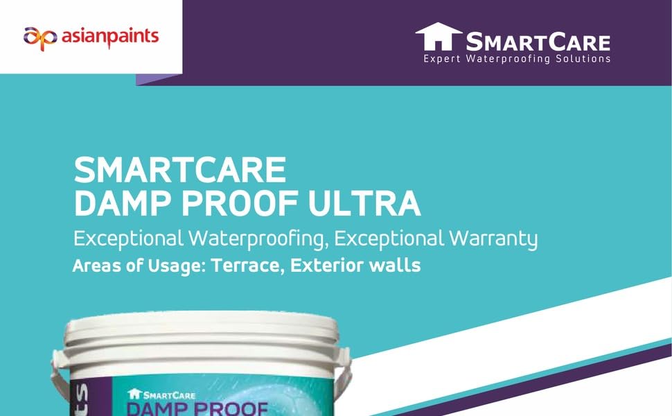 Image of Asian Paint Smart Care Damp Proof Ultra | PU Hybrid Waterproofing | 12 Waterproofing Solutions - Waterproofing | Crack Sealing, Weather Protection | 20 Liter (White)