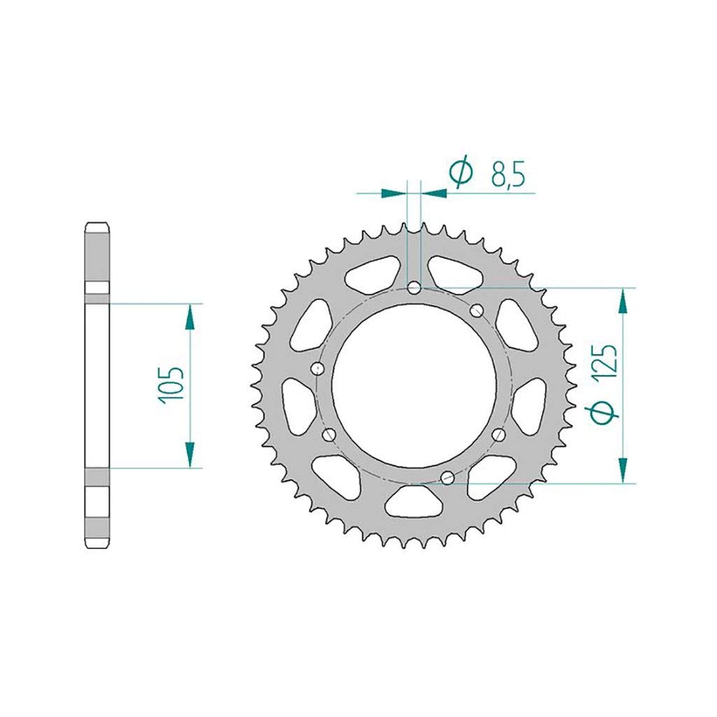 Kettenrad passend für Derbi Senda 125 SM (Yamaha Motor) 2004-2005, Zähnezahl: 58, Teilung: 428, Material: Stahl