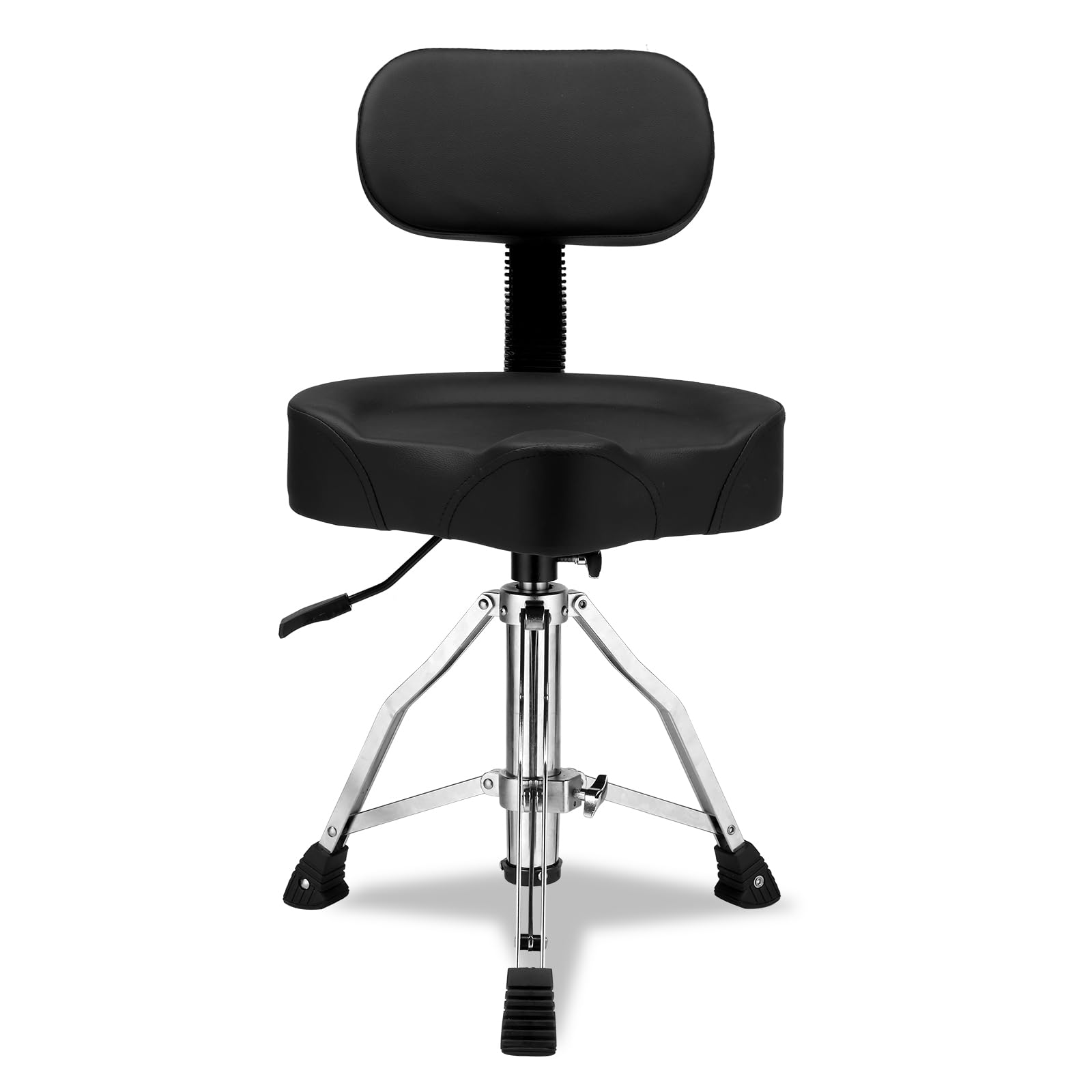 Drum Stool Throne with Backrest Hydraulic Adjustable Guitar Chair Saddle Seat Drum Stool for Adult Drummers for Piano Guitar, Black