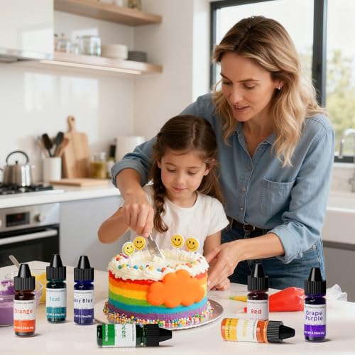 Image of Gel Food Coloring Rainbow Edible Food Dye Set for Baking Royal Icing Cookie Supplies Gluten Free 7x6g Food Grade Liquid Food Color Kit, 0.25 Fl. Oz /Bottles