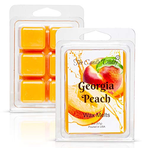 Georgia Peach - Southern Peach Fruit Scented Melt- Maximum Scent Wax Cubes/Melts- 1 Pack -2 Ounces- 6 Cubes, Gift for Women, Men, BFF, Friend, Wife, Mom, Birthday, Sister, Daughter, Anniversary