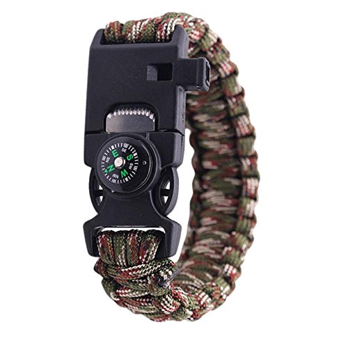 Futaba Survival Bracelet Flint Fire Starter Gear With Compass - Mixed Green-image-6