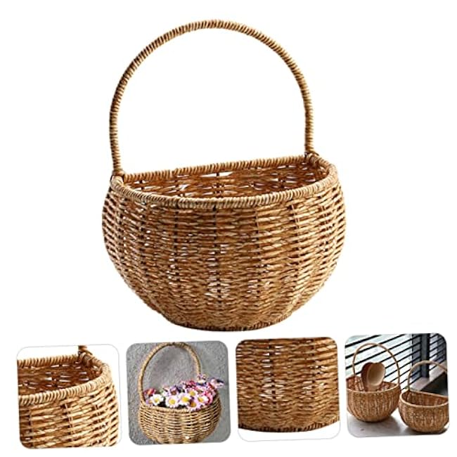 BESTYASH Rustic Rattan Egg Storage Basket Wall Mounted Kitchen Organizer for Household Sundries Fresh Pastoral Style Container Odor Plastic Liner Neat Daily Necessities Holder