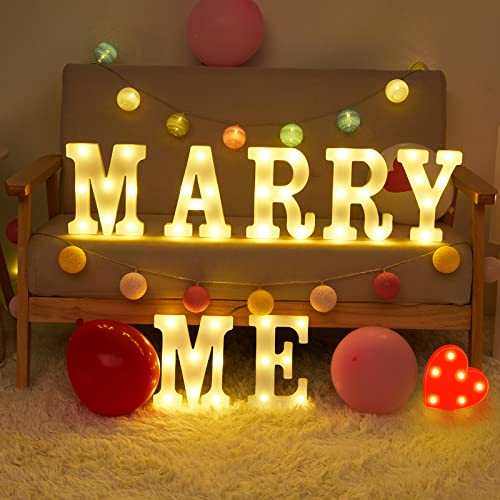 Timisea Merry Me Light Up Letters LED Marry Me Sign Red Heart Sign Decorative Plastic LED Marquee Letter Light with 1000 Pcs Red Artificial Rose Petal for Wedding Proposal Engagement Decoration