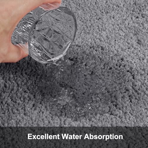 SOANNY 2 Piece Non-Slip Bath Mat Set, Luxury Thick Microfiber Shaggy Bathroom Rugs, 50 X 80 CM Soft Plush Shower Mat & 50 X 50 Toilet Pedestal Carpet, Machine Washable, Absorbent, Grey - Cosy Home Interiors SOANNY 2 Piece Non-Slip Bath Mat Set, Luxury Thick Microfiber Shaggy Bathroom Rugs, 50 X 80 CM Soft Plush Shower Mat & 50 X 50 Toilet Pedestal Carpet, Machine Washable, Absorbent, Grey - Image 3