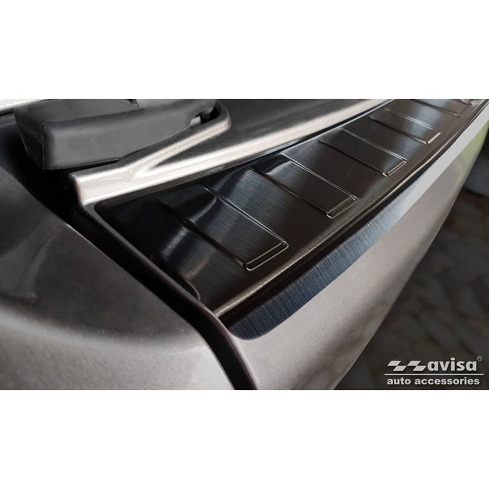 Avisa Czarny ochraniacz na tylny zderzak ze stali nierdzewnej kompatybilny z Mitsubishi Outlander II/Citroën C-Crosser/Peugeot 4007 2006-2012 "Żeberka"